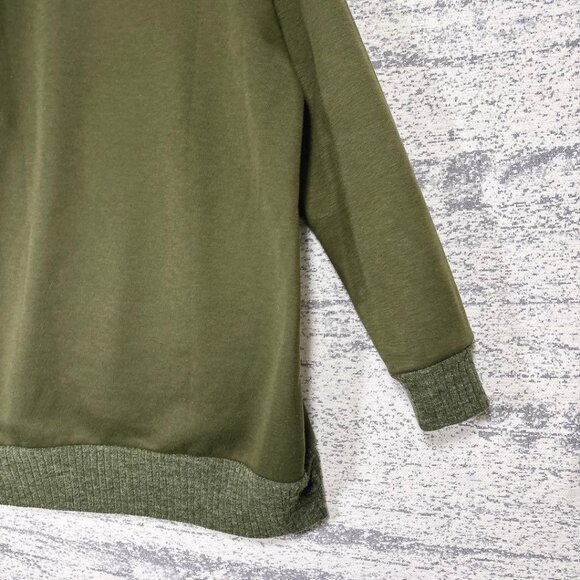 Voielactee Turtleneck Fleece-Lined Suede-Touch Color Block Sweatshirt Tunic - Picture 5 of 5